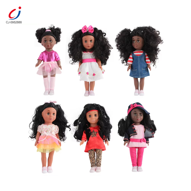 Chengji Fashion Doll Set Designs 14inch Creative Simulation Decoration Skirt Black Baby Doll for Little Girls