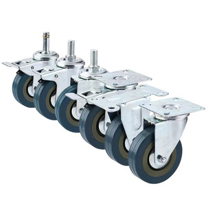 Swivel Caster Wheels 2 3 4 5 Inch Gray Rubber With Brake For Industrial Aluminum Profiles Silent Operation - Product Image 1