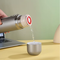 Botol termal dinding ganda, termos dengan pegangan Micky Mouse dicetak, Mug air perjalanan, termos vakum baja