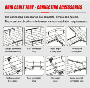 Bandeja de Cables de Malla Metálica Electrogalvanizada de Fácil Instalación, Cesta para Cables 100*50mm, Estructura Abierta, Flujo de Aire Suave para Cables - Product Image 3