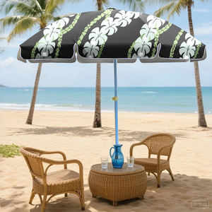 Parasol de plage pliable anti-UV, robuste, résistant au vent et au sable, imprimé personnalisé motif floral - Product Image 5