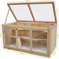 Cage à hamster moderne de luxe en bois à trois niveaux 94,5x48,5x49,5cm, assemblée avec plateformes, échelle, nichoir, écologique, toutes saisons