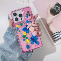 Coque de téléphone tendance à imprimé floral avec pendentif nœud mignon, coque hybride antichoc en TPU et PC pour iPhone 18 17 16 ProMax