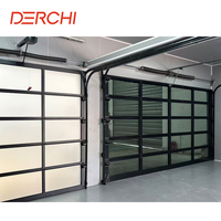 Porte de garage en aluminium sur mesure pour villa, design moderne, extérieur, étanche, sans cadre, en verre