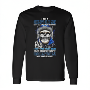 T-shirt à manches longues Grumpy Old Man avec motif de crâne amusant, vêtements décontractés pour hommes - Product Image 2