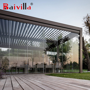 <span class=keywords><strong>Pergola</strong></span> d'extérieur en aluminium Gazebo à auvent étanche Gazebo avec porte coulissante en verre Stores carrés en aluminium <span class=keywords><strong>Pergola</strong></span> - Product Image 2
