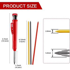 Kit de crayons de charpentier mécaniques à trou profond en plastique durable pour le travail du bois, personnalisable (DIY, OEM) - Product Image 3