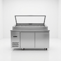 Table de préparation réfrigérée haute qualité pour salades et pizzas, avec vitrine congélateur pour salades et pizzas