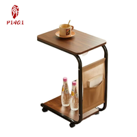 Table d'appoint roulante de haute qualité au design minimaliste moderne avec poche de rangement pour le côté du canapé et la salle d'étude