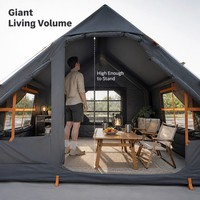 Tente de glamping gonflable de luxe quatre saisons pour 3-4 personnes, en tissu Oxford imperméable, installation automatique, portable, pliable et respirante