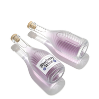 Bouteille de vin en verre transparent à rayures verticales, petite bouteille de vin, bouteille de vin glacé, bouteille de vodka, bouteille de liqueur de prune scellée, bouteille compartimentée