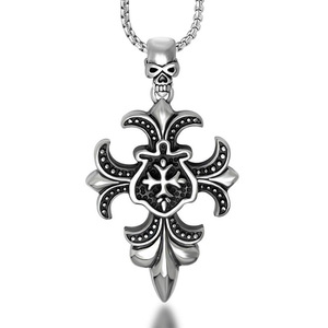 Pendentif croix en forme de crâne en acier titane pour hommes, collier vintage <span class=keywords><strong>SP530</strong></span> - Product Image 5