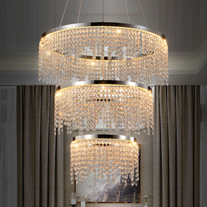 Lampadario Moderno <span class=keywords><strong>a</strong></span> 3 Livelli in Cristallo K9 con <span class=keywords><strong>LED</strong></span> 55W, Spedizione Gratuita dagli USA, <span class=keywords><strong>per</strong></span> Ingresso e <span class=keywords><strong>Soggiorno</strong></span> - Product Image 1
