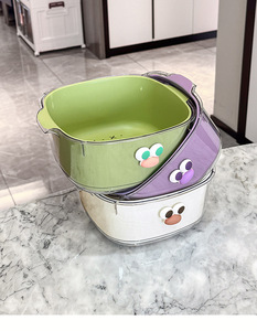 Double Layer Drain <b>Basket</b> Cute Household Fruit Plate and Water Washing Filter Two-in-One Thickened <b>Plastic</b> <b>Basket</b> - Product Image 6
