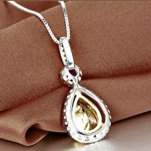 Collar con Colgante de Piedra Amarilla en Forma de Pera para Mujer, Joyería de Moda para Uso Diario, Regalo - Product Image 4