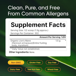 High Quality private label Lion's Mane Extract support cognitive function Extract support <b>wellness</b> health boost immunity powder - Product Image 2