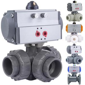 Válvula de Bola Neumática de 3 Vías DN50 Tipo T, Resistente a la Corrosión, de UPVC, CPVC, PPH, PVDF, Plástico, con Doble Control Neumático - Product Image 5