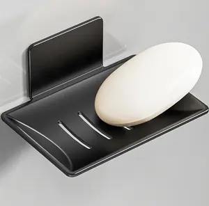 Hot Selle Black Soap Dish Aluminium Soap Tray Self 3M Adhesive Soap Dish For Shower