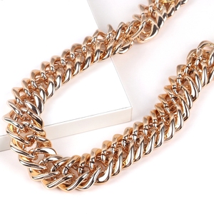 Nouveau Collier Épais Populaire Style Punk pour Homme, Chaîne Cubaine Or <span class=keywords><strong>Rose</strong></span> Découpée Géométrique en Acrylique, Plaqué Or - Product Image 5