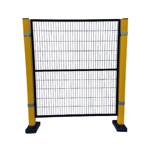 Barrière de sécurité industrielle haute visibilité, poteau jaune, clôture en maille soudée noire pour la protection des machines - Product Image 1