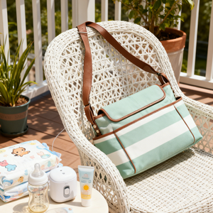 Mochila de Maternidad Grande de Cuero Marrón Elegante Personalizada OEM del Fabricante para Pañales de Bebé - Product Image 5