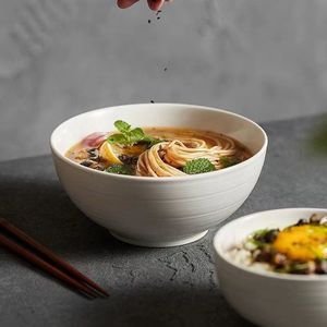 Bol à nouilles de style chinois haut de gamme anti-brûlure Gold Line, en céramique épaissie pour usage domestique, idéal pour les fêtes, vaisselle de table de grande valeur - Product Image 4