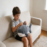 Grand oreiller en peluche requin rembourré en coton PP doux, décoration de lit mignonne, cadeau d'anniversaire, jouet pour soulager le stress et favoriser le sommeil