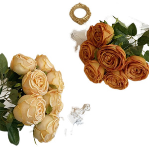 Bouquet de roses royales en soie Erin à 7 têtes, haute simulation, pour arrangements floraux de mariage, matériaux pour boîte cadeau DIY - Product Image 5