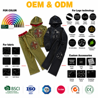 Survêtement Homme Personnalisé 100% Coton Lavé Effet Vieilli Imprimé et Déchiré, Style Streetwear, Fabricant OEM, Vente en Gros, Commande en Gros