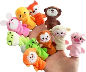 Marionnettes à doigts différents animaux de dessin animé poupées en velours doux jouets jouets à doigts pour enfants raconter des histoires, jeu de rôle