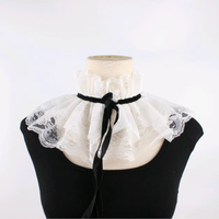 Collier de robe détachable en dentelle rouge avec broderie florale, à nouer devant, pour la décoration de robes