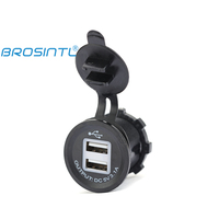 BROSINTL BC015KB 12V 24V Masukan 5V 2.1A & 1A Output Dual Port USB Charger Socket dengan Indikator LED dan Putih USB Sisipan