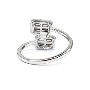 Quick Delivery Fine Jewelry Special Design High End 18k Solid White Gold Natural Diamond Baguette Cluster Wedding Ring for Women - Product Image 3
