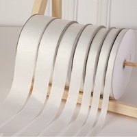 Ruban en satin recyclable de 38 mm, simple ou double face, imprimé, en rouleau, 100 % polyester, blanc personnalisé avec logo, vente en gros