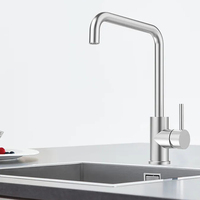 Robinet mitigeur d'évier de cuisine SUS 304 corps en acier inoxydable Tube en caoutchouc noir 360 degrés coude pivotant Type-ZY-K203LB latéral Flexible
