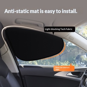 Juego <span class=keywords><strong>de</strong></span> Dos Parasoles Negros para Ventanas Laterales <span class=keywords><strong>de</strong></span> Auto, Aislamiento Térmico, Bloqueador Solar, Adhesión Estática, Superventas - Product Image 3