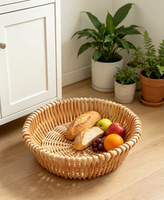 Panier en saule fabriqué en usine, 20x6 cm, plateau rond en saule pour le rangement et les paniers de fêtes