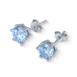 Bijoux fins, argent 925 plaqué rhodium, VVS, moissanite bleu Klein, boucles d'oreilles à clous, bijoux de mode classiques - Product Image 3