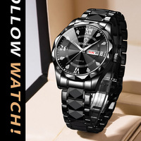 Jam Tangan Pria BINBOND B2521 Luminous dengan Tali Baja Anti Karat, Tahan Air, Penunjuk Tanggal dan Hari, Jam Quartz Pria