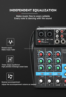 Console de mixage TU04 Enregistrement professionnel Mini 4 canaux Musique Son Audio Console DJ Mixeur de musique audio pour karaoké à domicile