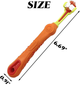 तीन पक्षीय पालतू पालतू टूथब्रश जानवरों दंत देखभाल ब्रश उपकरण कुत्ते ट्रिपल सिर वाली बिल्ली मौखिक सफाई ब्रश - Product Image 2