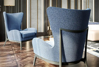 Fauteuil de luxe de loisirs en tissu bleu foncé, matériaux durables, fauteuil à dossier haut distinctif pour hôtels et hôpitaux