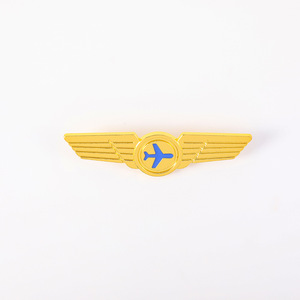 Kanat şekli hava hizmeti üniforma Pin rozeti toptan altın uçak komutanı Metal Pin debriyaj uçak kaptan amblem Pin ile - Product Image 6