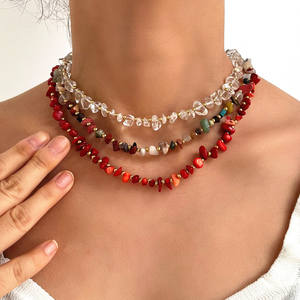 قلادة خانقة يدوية الصنع كلاسيكية مطلية بالذهب بوهيمية غير منتظمة من الأحجار الطبيعية للنساء هدية خطوبة - Product Image 1