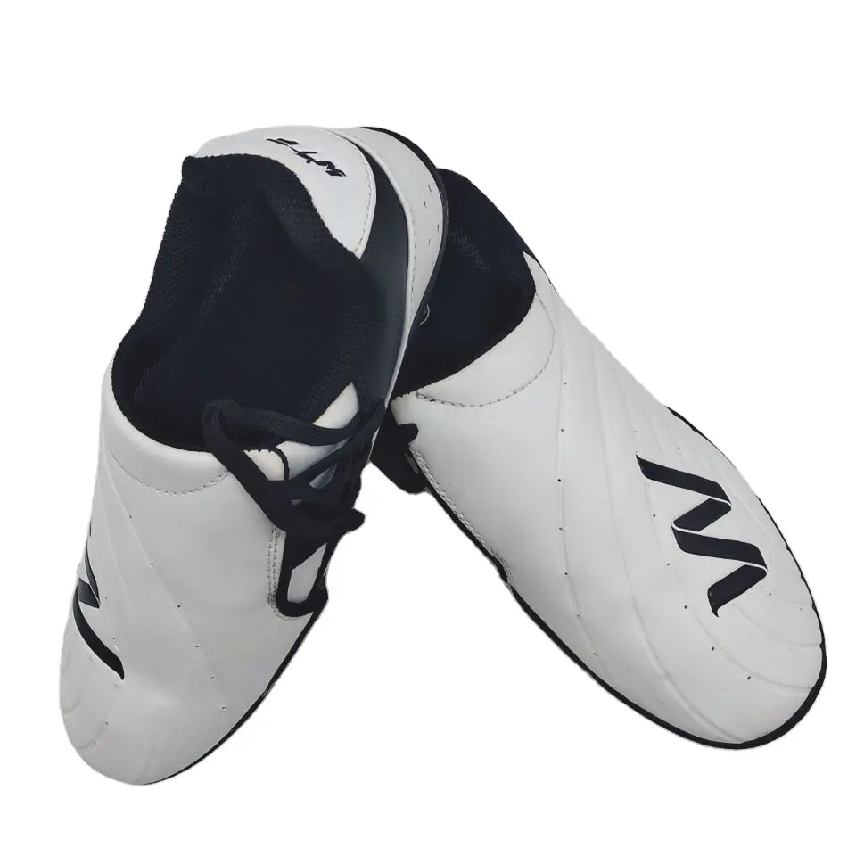 White Breathable Leather martial arts shoes taekwondo shoes for training or competition