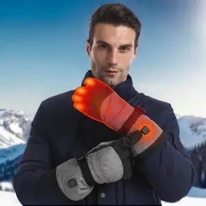 Heating Warming Gloves Outdoor Winter Rechargeable Battery Skiing Leather Gloves