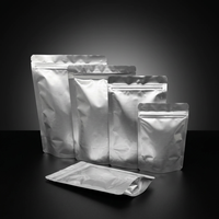 Sachet Doypack en aluminium à fermeture éclair, scellé sur quatre côtés, pour emballage alimentaire et stockage de café, argenté, personnalisable, très demandé
