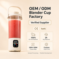 Mixeur Portable Rechargeable USB 7.4V avec Écran Numérique, Tasse à Jus et Broyeur à Glace avec Poignée pour Voyage, Camping et Boissons Quotidiennes aux Fruits