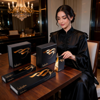 Coffret Cadeau Personnalisé en Carton Rigide Noir Mat avec Logo Estampé à Chaud Doré pour Bâtonnets d'Encens et Emballage Vide de Parfum