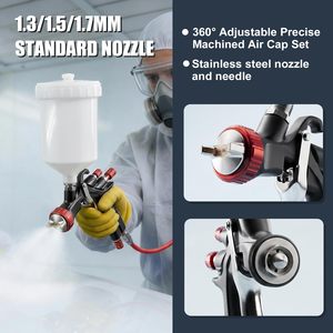 Pistolet de pulvérisation professionnel LVLP avec buses de 1,3/1,5/1,7 mm, régulateur d'air, <span class=keywords><strong>gobelet</strong></span> de 20 oz, pistolet de peinture automobile par gravité A610 - Product Image 2